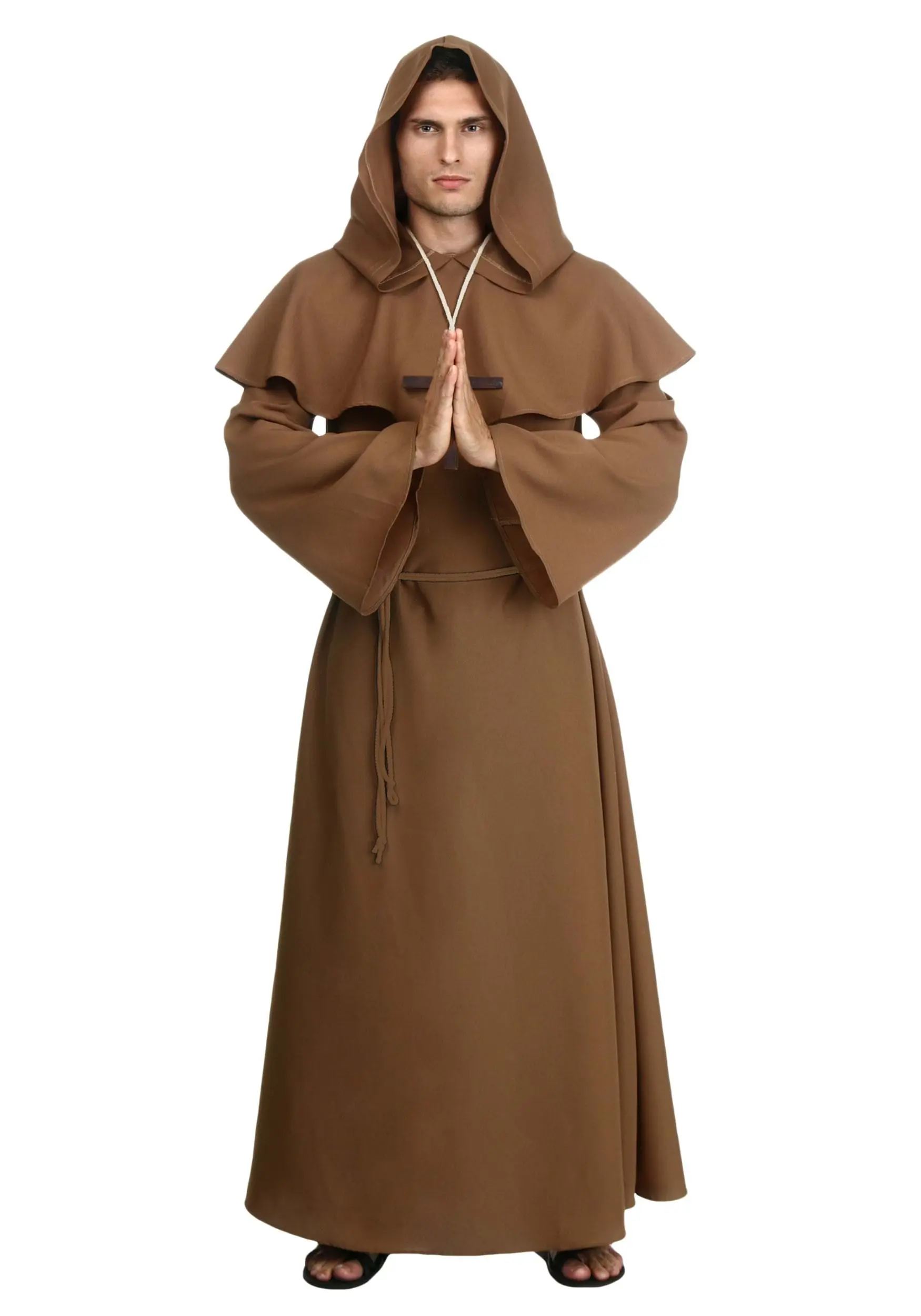 Fun Costumes Adult Brown Monk Robe Costume 1 Fun Costumes Adult Brown Monk Robe Costume