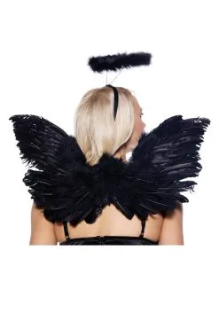 LEG AVENUE Black Angel Wings And Halo Set