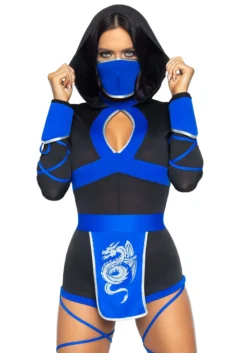 LEG AVENUE Ninja Blue Dragon Costume -Fun Costumes Store blue dragon ninja alt 2