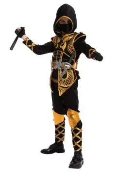 Joyin Golden Ninja Costume For Boys 9 Joyin Golden Ninja Costume For Boys -Fun Costumes Store boys golden ninja costume alt 2