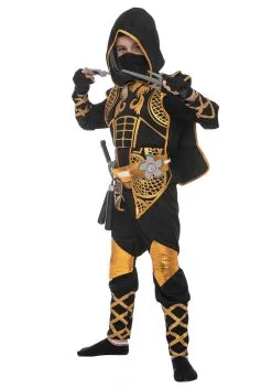 Joyin Golden Ninja Costume For Boys 11 Joyin Golden Ninja Costume For Boys -Fun Costumes Store boys golden ninja costume alt 4