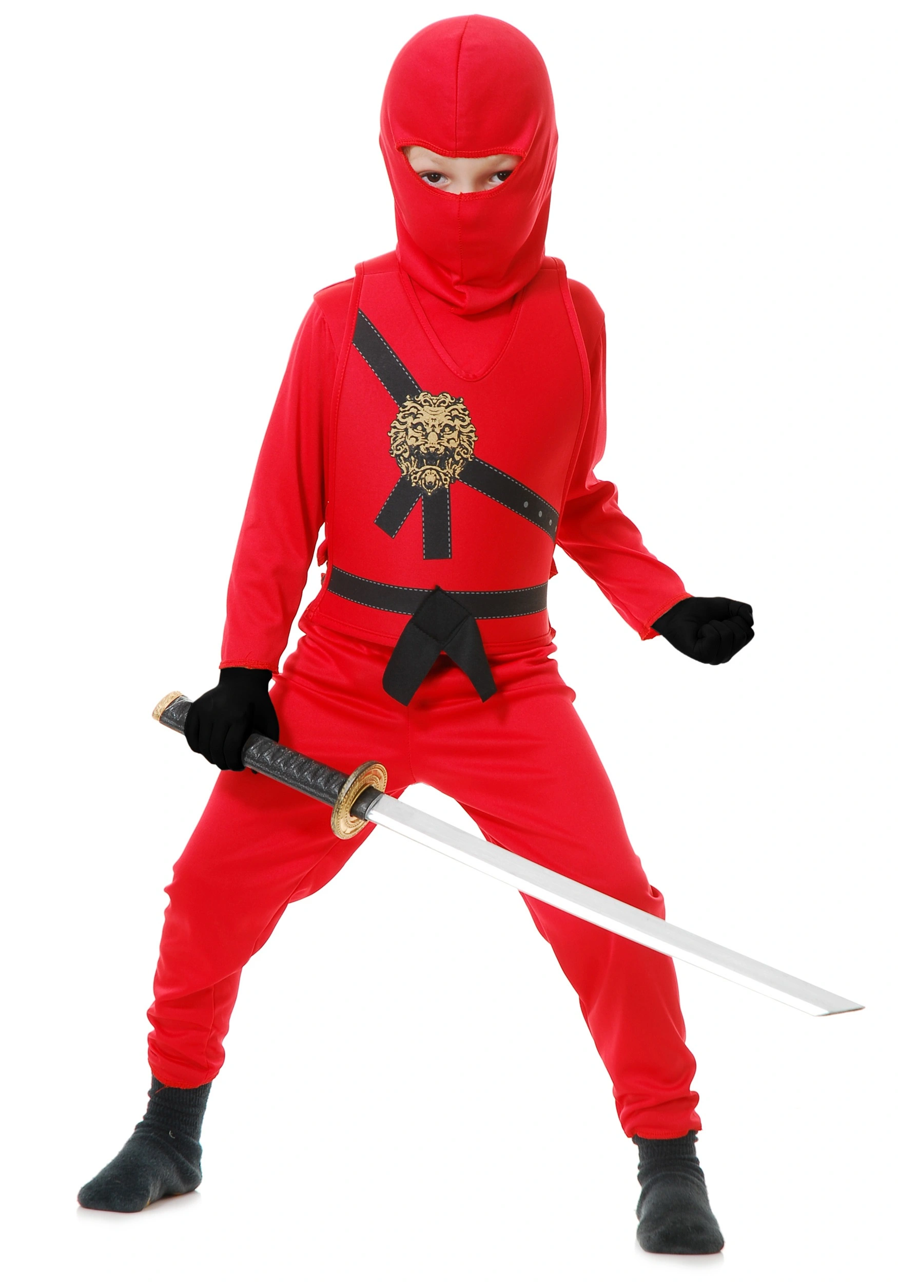 Charades Child Red Ninja Master Costume 1 Charades Child Red Ninja Master Costume