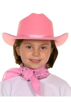Aeromax Pink Sparkle Girl's Cowboy Hat & Bandana Set 11 Aeromax Pink Sparkle Girl's Cowboy Hat & Bandana Set -Fun Costumes Store girls pink sparkle cowboy hat bandana set alt 5