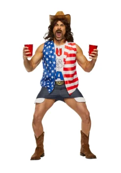 Seeing Red American Cowboy Costume For Men -Fun Costumes Store mens american cowboy costume alt 2