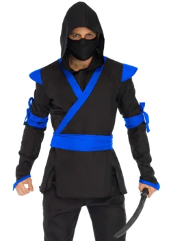 LEG AVENUE Blue Ninja Mens Costume 6 LEG AVENUE Blue Ninja Mens Costume -Fun Costumes Store mens blue ninja alt 2