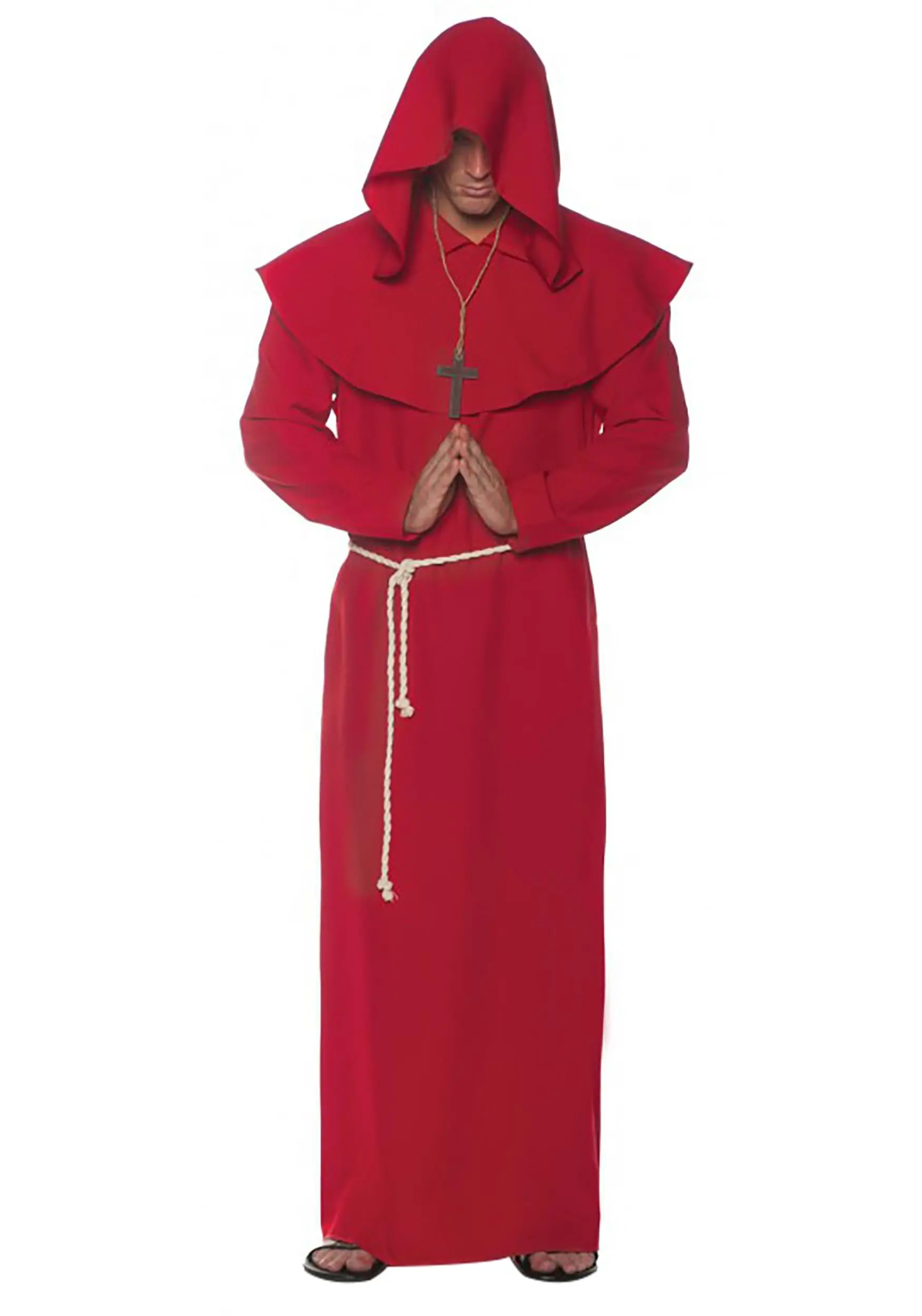 Underwraps Red Monk Robe Costume For Men 1 Underwraps Red Monk Robe Costume For Men