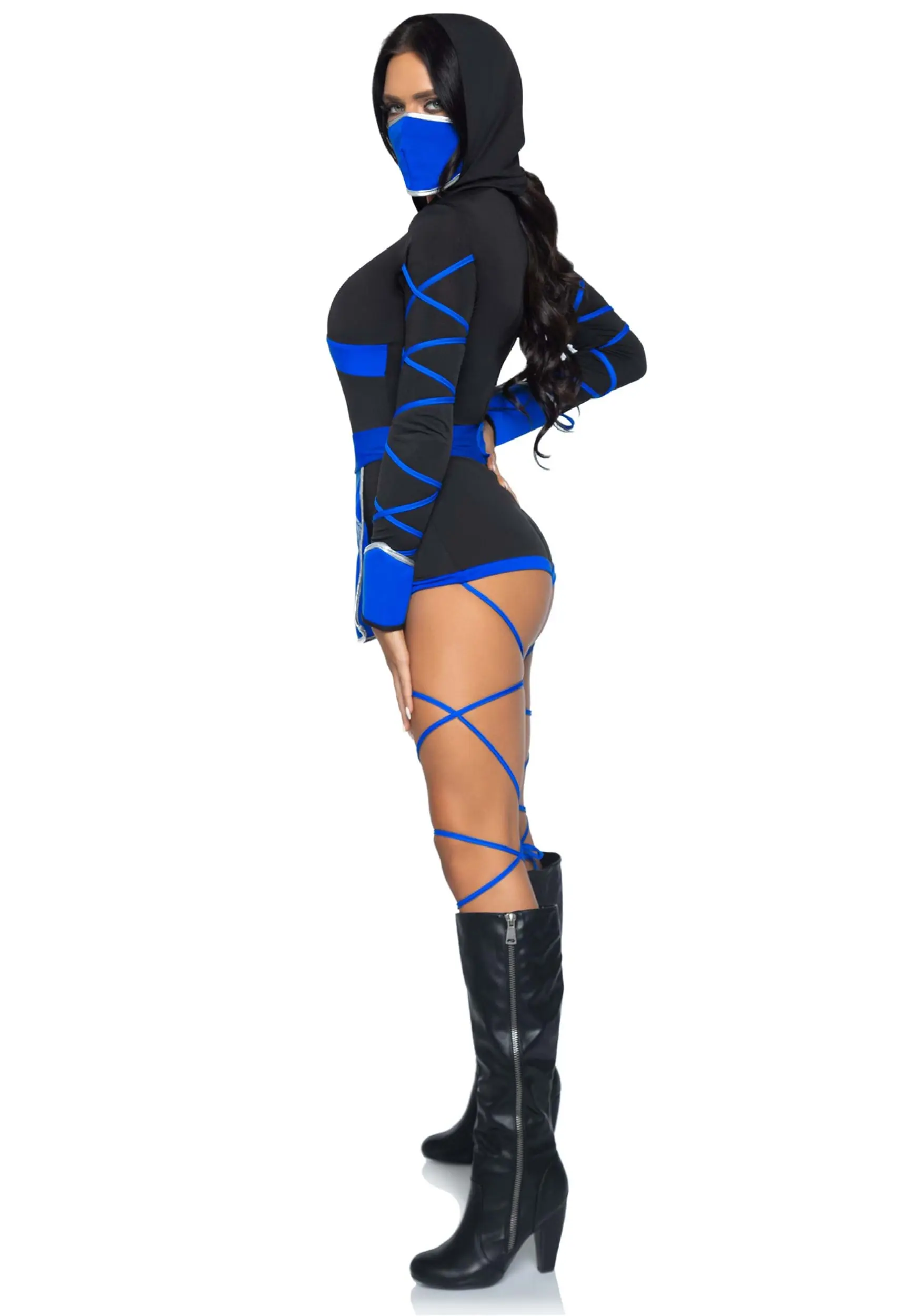 LEG AVENUE Sexy Blue Dragon Ninja Plus Costume For Women 4 LEG AVENUE Sexy Blue Dragon Ninja Plus Costume For Women - Image 4