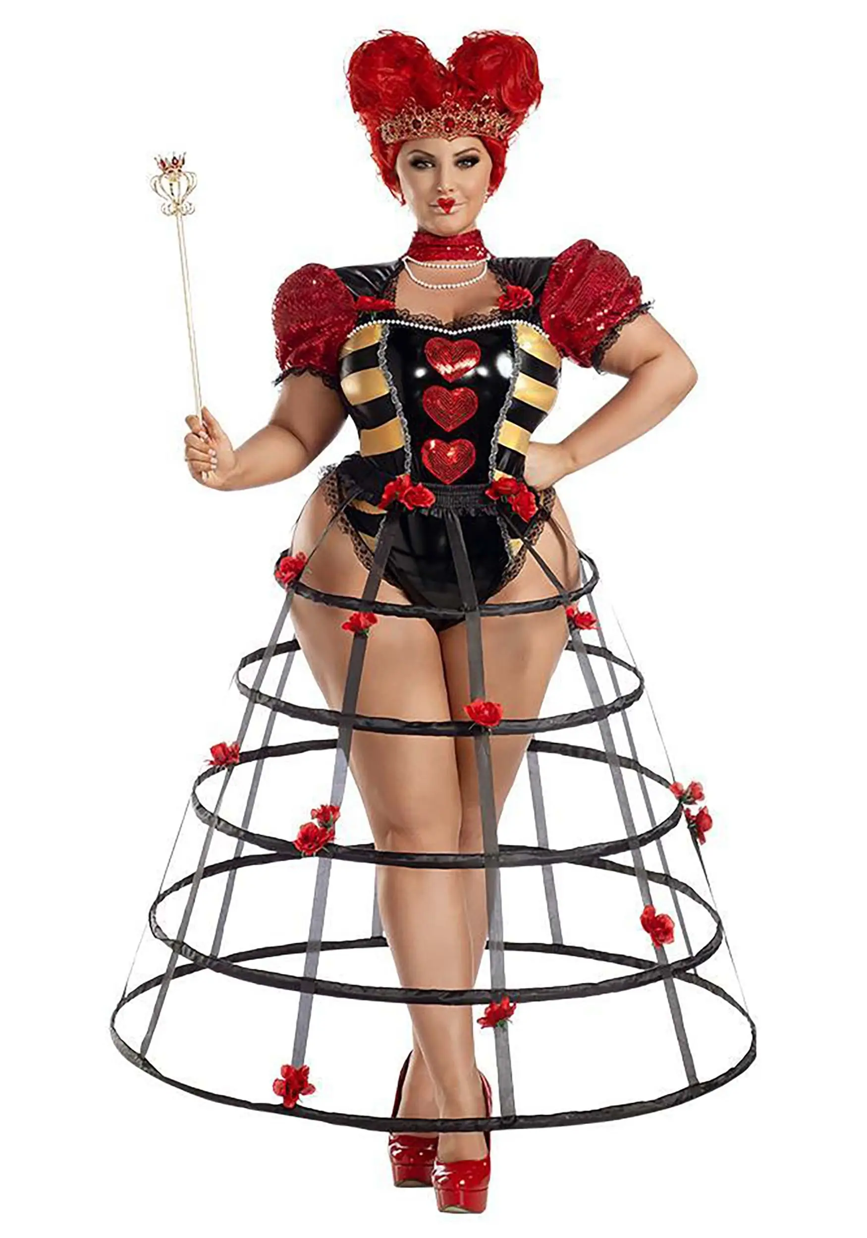 Party King Plus Size Women's Caged Heart Queen Costume 1 Party King Plus Size Women's Caged Heart Queen Costume