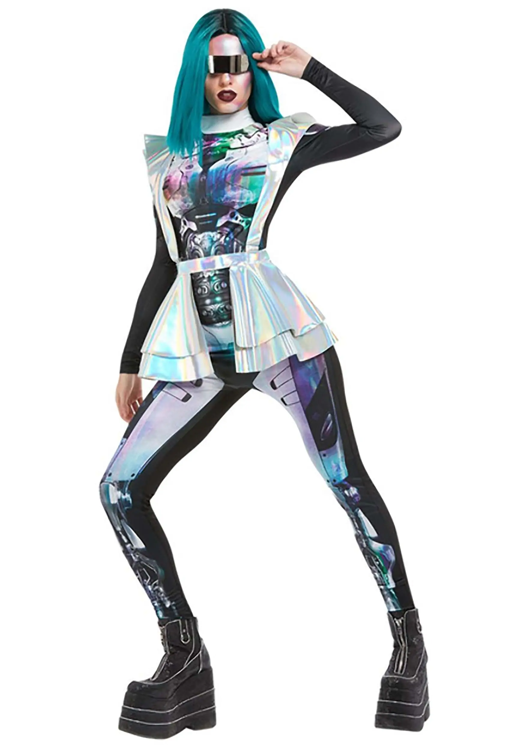 Smiffys Metallic Cyber Alien Costume For Women 2 Smiffys Metallic Cyber Alien Costume For Women - Image 2