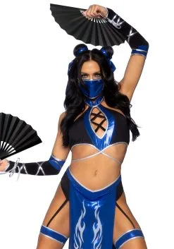 LEG AVENUE Sexy Blue Mortal Ninja Costume For Women -Fun Costumes Store womens sexy blue mortal ninja costume alt 2